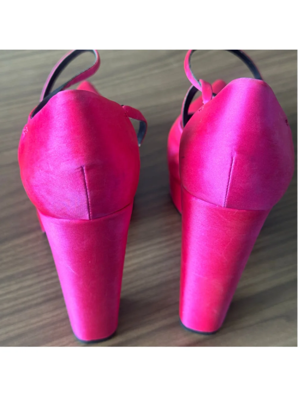 Zara Fuchsia Pointed-Toe Crisscross Block Heels